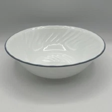 LARGE Corelle Pink Trio English Serving Bowl Swirl 8 1/2" Scallop Edge Blue Trim