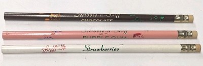 Vintage Scribble & Sniff Scented Pencils Chocolate Strawberry & Bubble Gum 
