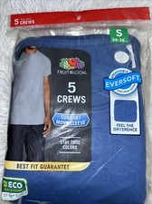 Fruit of The Loom 5-Pack Men's Small 34-36 Blue Color Crew T-Shirts New