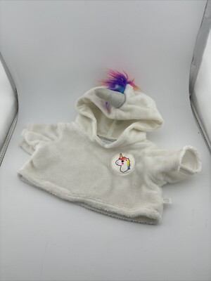 Build a Bear Shirt Unicorn Hoodie Top White Multicolor Mohawk Clothes Hooded BAB