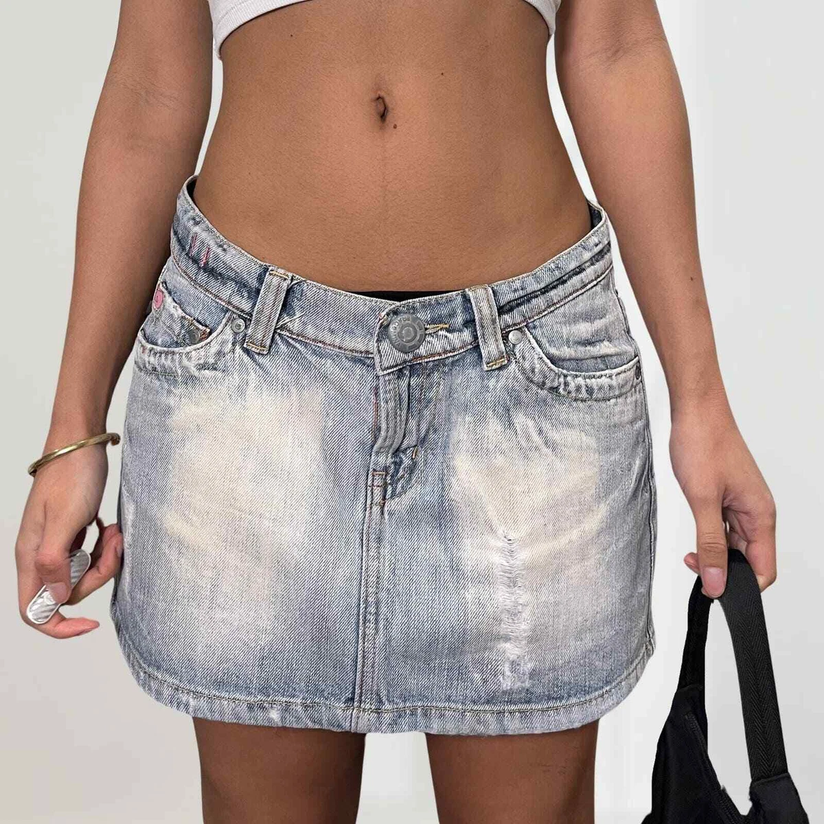 Vintage 00s euro light wash mini denim skirt (S) | eBay 