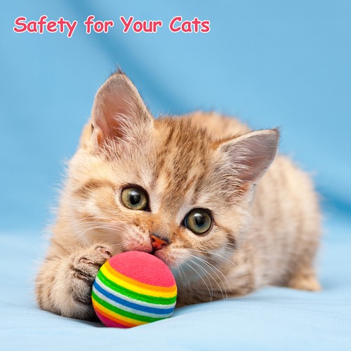 10/20pcs Colorful Pet Cat Kitten Soft Foam Rainbow Play Balls Activity Toys Fun - Picture 8 of 10