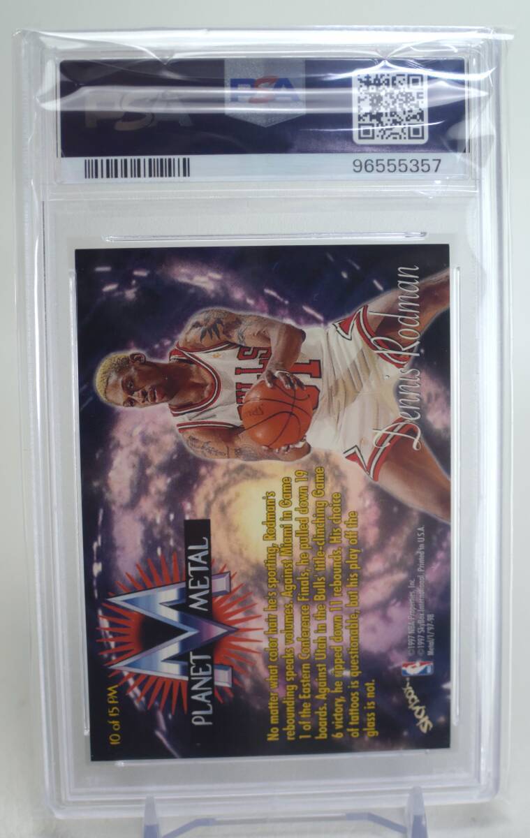 1997 Dennis Rodman Planet Metal PSA 8