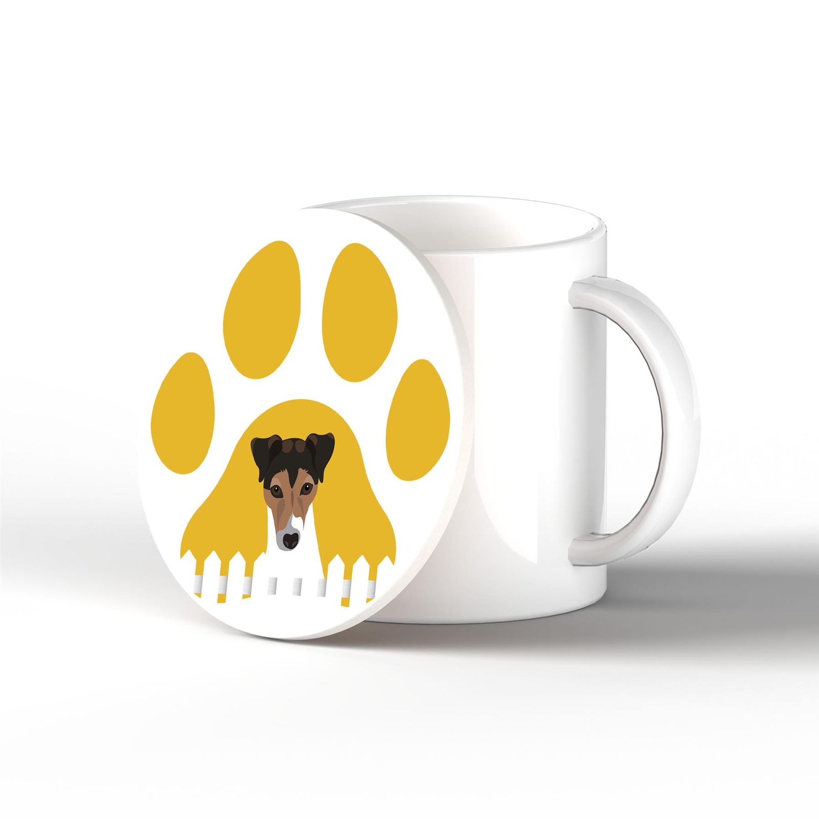 Jack Russell Pawprint Kate Pearson Illustration Ceramic Circle Coaster Dog Gift