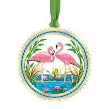 62892 Pink Flamingo Scape Ornament