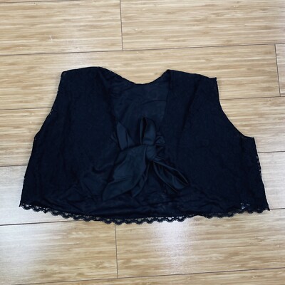 Vintage Ver Marai Black Lace Half Vest Size Small