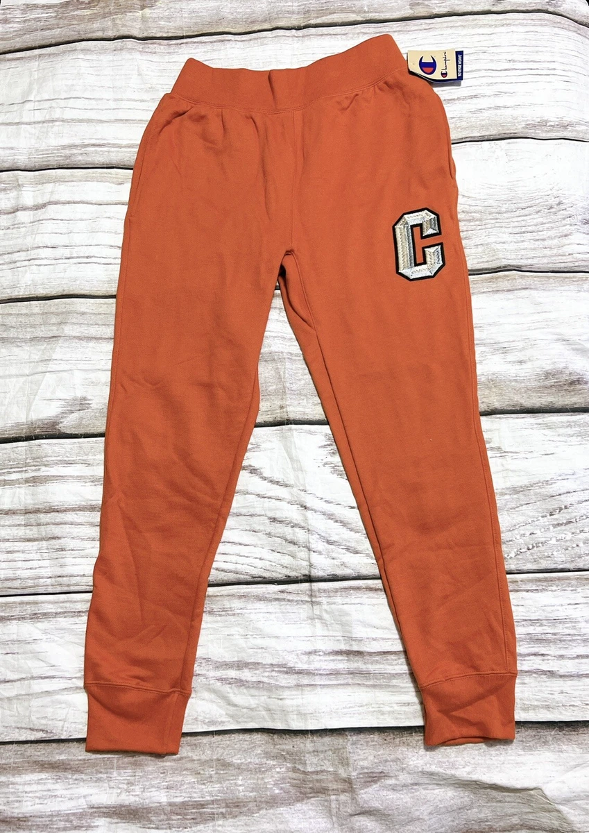 Champion Man SZ Medium Reverse Weave Jogger Pant Logo Orange NWT M