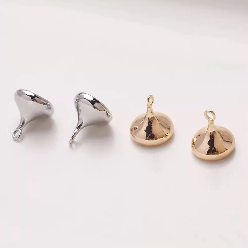 Tapa de cuentas de cono de oro/plata de 10 piezas, tapa de cuentas perforadas, clavija para montaje de perlas medio perforadas Foto 3 de 4