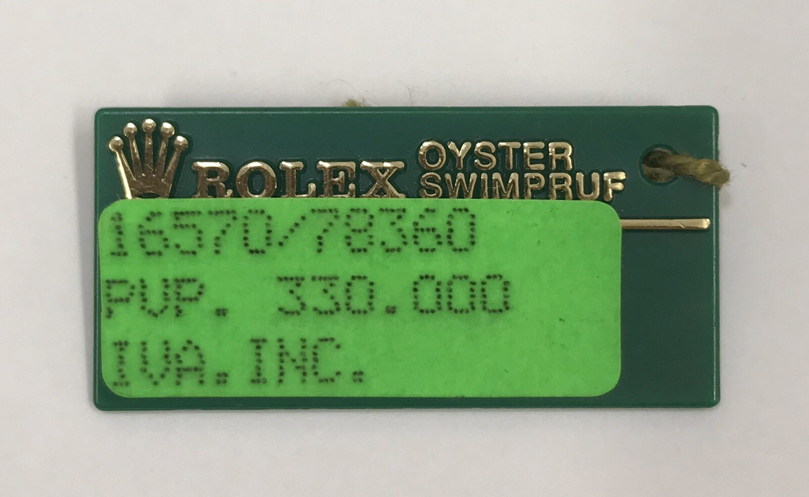 ROLEX Green Tag Explorer II Stainless Steel 16570 HANGTAG OEM ORIGINAL 78360 #3