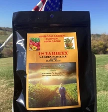10,000 + Heirloom Survival/ Garden Seed Cache 18 Varieties Non - Gmo, Non Hybrid