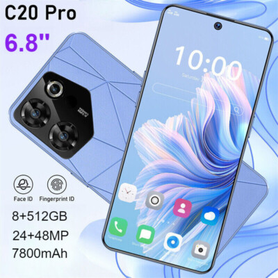 New C20 Pro Smartphone Android Unlocked 8+512GB 6.8'' 24+48MP 7800mAh Dual SIM