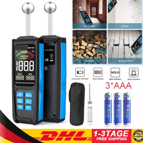 Feuchtemessgerät Feuchtigkeitsmesser Wand Beton Putz Feuchte Hygrometer estrich~