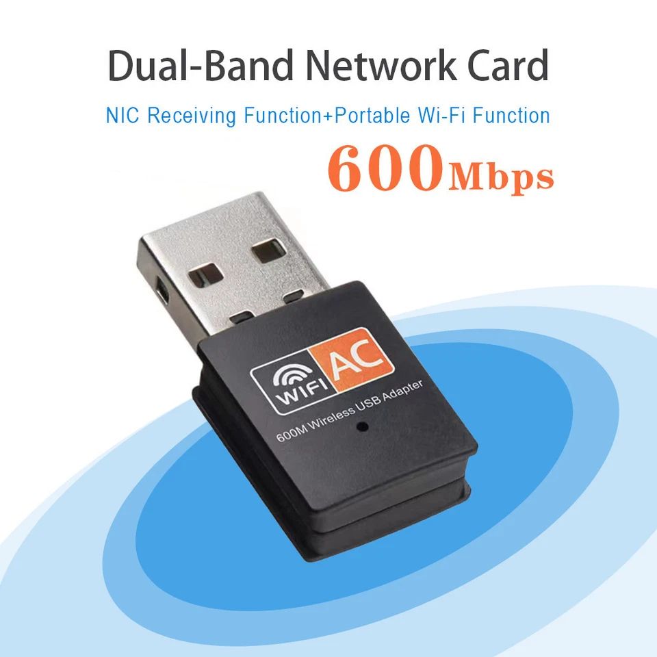 Dbit 600Mbps 2.4+5GHz Dual Band USB Adapter WiFi Wireless Network Card 802.11ac - Image 2 of 4