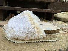 Dolce Vita ILENIA Flurry Faux Fur Espadrille Platform Slip On Sandals SZ 8