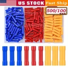 500Pcs Insulated Electrical Straight Butt Splice Crimp Wire Connectors Terminals