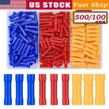 500Pcs Insulated Electrical Straight Butt Splice Crimp Wire Connectors Terminals