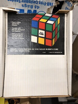 1981 Rubiks Cube Solution Store display 3d Rubiks Header & 10 mint books!