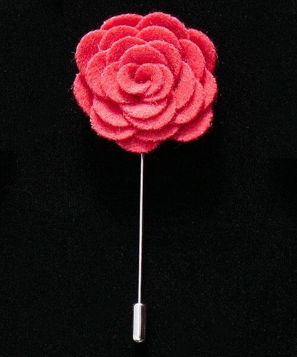 Solid Velvet Flower Pins - 18 Colors Shirt Collar Lapel Pin Mens Suit Accessory - Picture 39 of 40