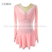 Women Aldult Girl Customize Costume Competition Leotard Ice Skating Dress Pink