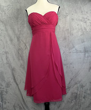 Bill Levkoff Pink Chiffon Cocktail Bridesmaid formal Strapless Prom Dress Sz 6