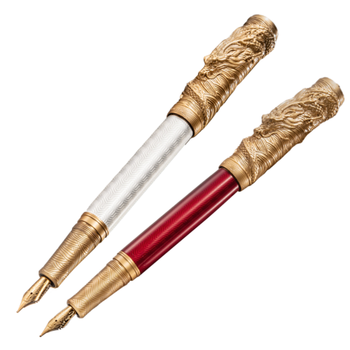 Hongdian A24 Fountain Pen Golden Dragon Year Limited Carving Gift Pen 0.5mm NiJn - Picture 10 of 20