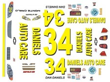  34 Dan Daniels Daniels Auto Care 1/64th HO Scale Slot Car Decals