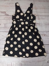 Loft Mini Dress Women’s 2 Petite Black/Ivory Polka Dot Sleeveless Zip-Up