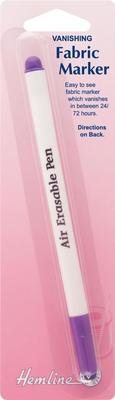 Hemline Air Erasable Pen Fabric Marker Crafts Haberdashery Sewing Supply