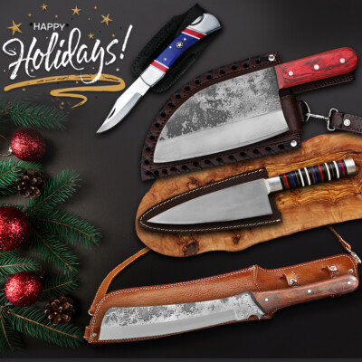Serbian  Holidays 4 Pcs Set, Bushcraft, Outdoor, Camping & Kitchen Knife Set