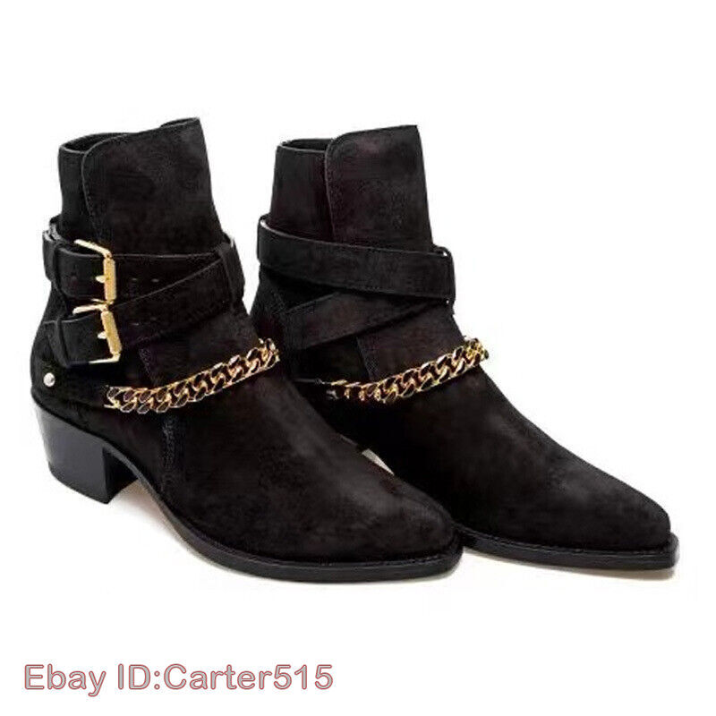 Mens CHELSEA BOOT Chelsea Boots Men's Pointed Toe Matte Chain Buckle Shoes-image