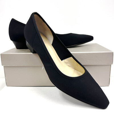 Peter Kaiser US 8.5 (6/39.5) Black Stretch Chevro Loise Low-Heel Pump w Box, Bag