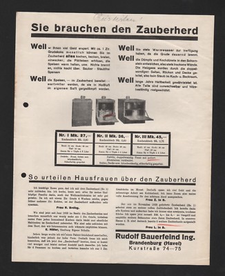 BRANDENBURG, Prospekt 1934, Rudolf Bauerfeind Ing. Herd