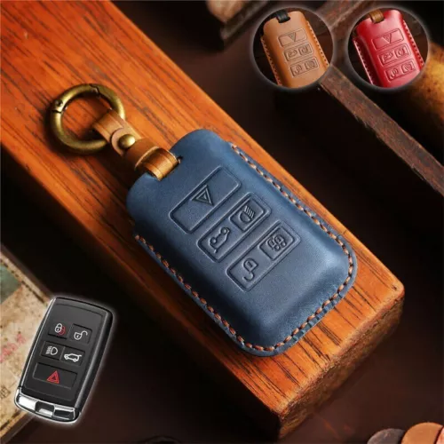 Leather Car Key Fob Case Cover Holder For Land Rover Range Rover Defender Jaguar - Bild 9 von 20