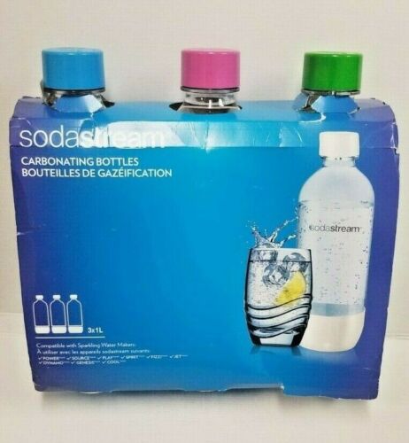 Set of 3 - 1 Liter Water Bottle Home Kitchen Sodastream Open Box! Thumbnail Picture