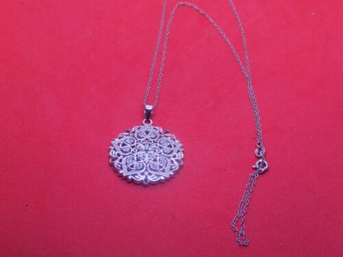 Vintage Style Filigree 925 Sterling Silver Necklace 18 in (283) - Picture 4 of 4