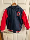 ✰ Cleveland INDIANS (Guardians) Reversible HOODED Nylon COAT ✰ YOUTH XL VG+