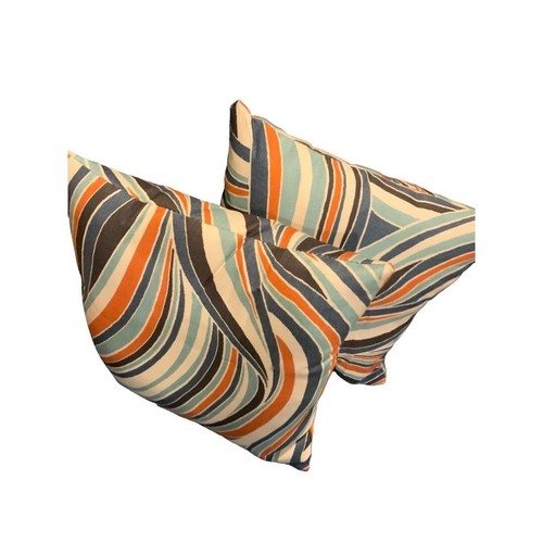 Set of 2 New Polyester Fill Zip Off Cover Throw Pillows Retro Swirl Print - Imagen 4 de 8