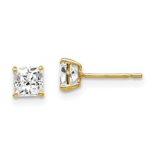 14k 4mm Square CZ Post Earrings