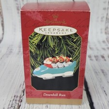 Vtg Hallmark Keepsake Christmas ornament 1997 (Downhill Run) Santa and reindee