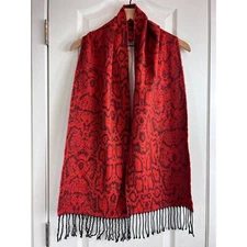 Cejon Italian Acrylic Red Black Python Print Scarf