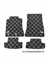 P2m For Ford Mustang S550 2015-23 Front Rear Race Floor Mats Checkered Dark Grey P2m For Ford Mustang S550 2015-23 Front Rear Race Floor Mats Checkered Dark Grey
