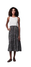 SIMPLY VERA By VERA WANG Ruffle Bottom Ribbed Top Black White Maxi Dress Size L