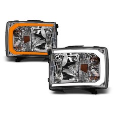 Topline For 07-14 Silverado Switchback Sequential Led Strip Headlights - Chrome