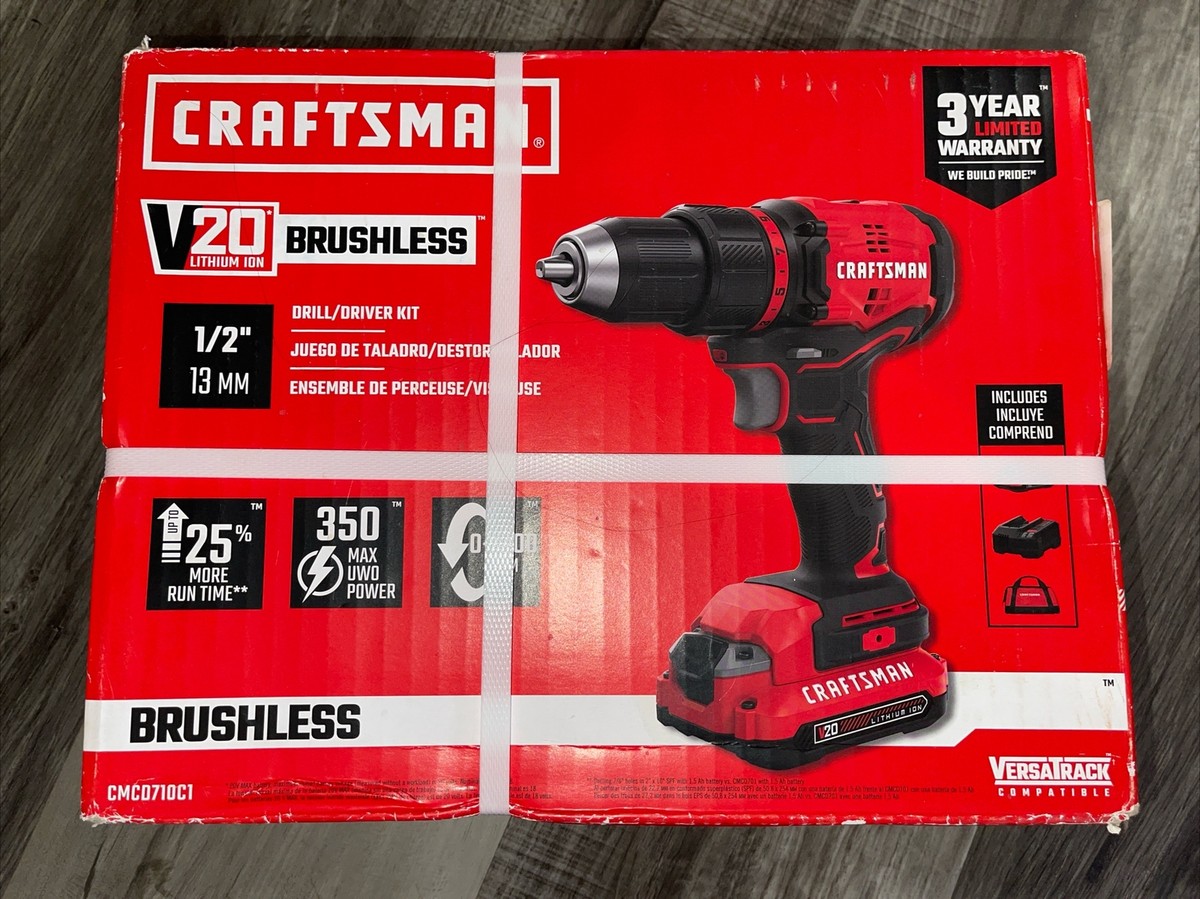 Craftsmen V20 Cordless Drill/Driver Kit, 1/2 Inch, Battery and Charger  Included