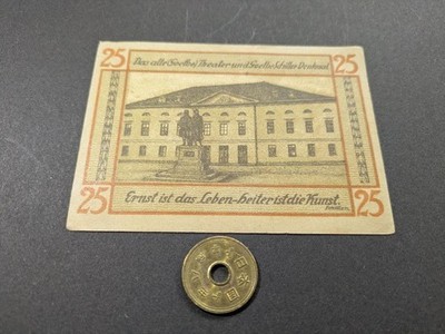 German Weimar 1921 Goethe & Poet Bronze Banknote Collectible Notgeld
