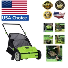 Pickup Pro Manual Lawn Sweeper - Effortless Leaf & Grass Collection, 21in