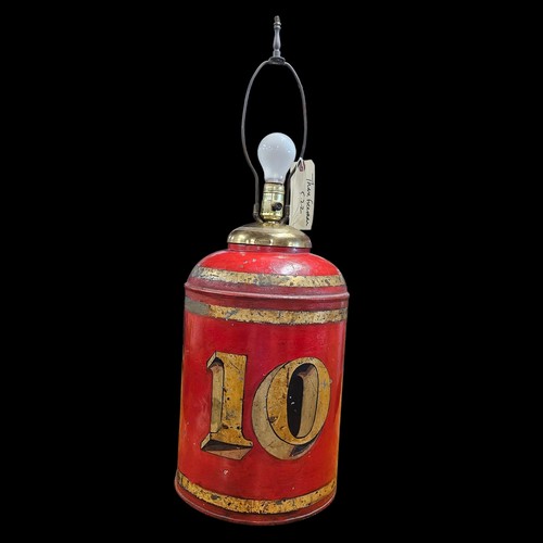 19th c English Tole Tin Orig Bittersweet Painted TEA Canister c 1830?