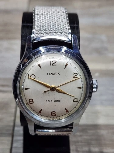Rare 1950s Mens Vintage Timex Self-Wind Watch 36mm. Working Great