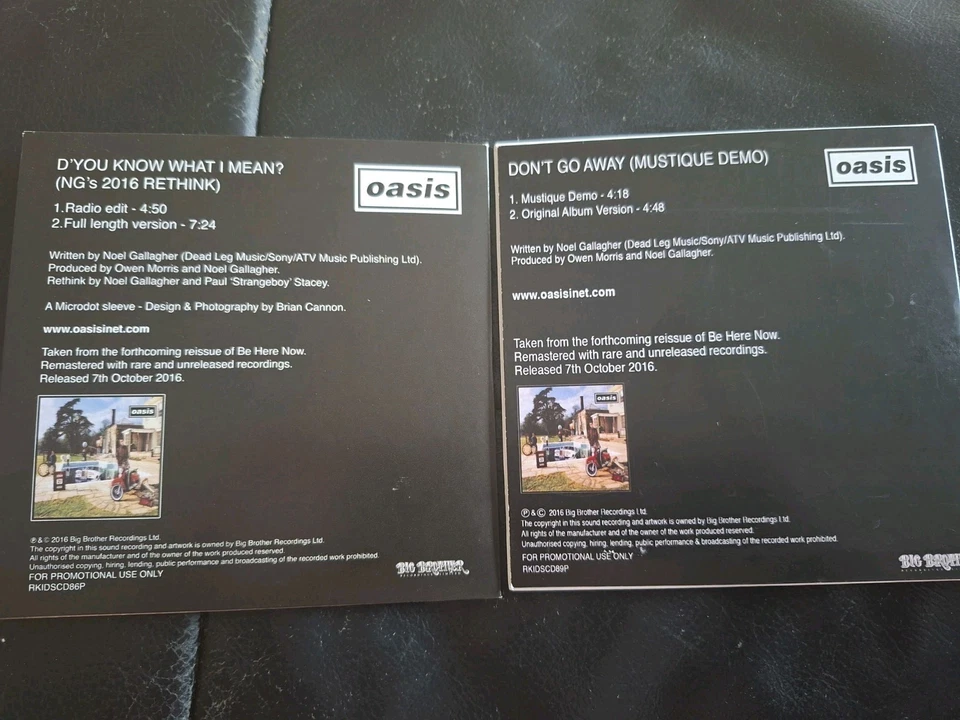Oasis Promo Cds D' You Know What I Mean And Dont Go Away  - Image 2 of 2