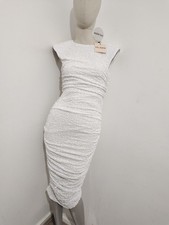 Girl in Mind Karan white sequin ruched dress with shoulder pad size UK 8